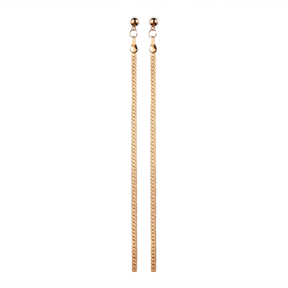 

1 Pair Fashion Women Silver Gold Alloy Tone Long Chain Tassel Drop Dangle Ear Studs Hook Earrings Unique Party Jewelry
