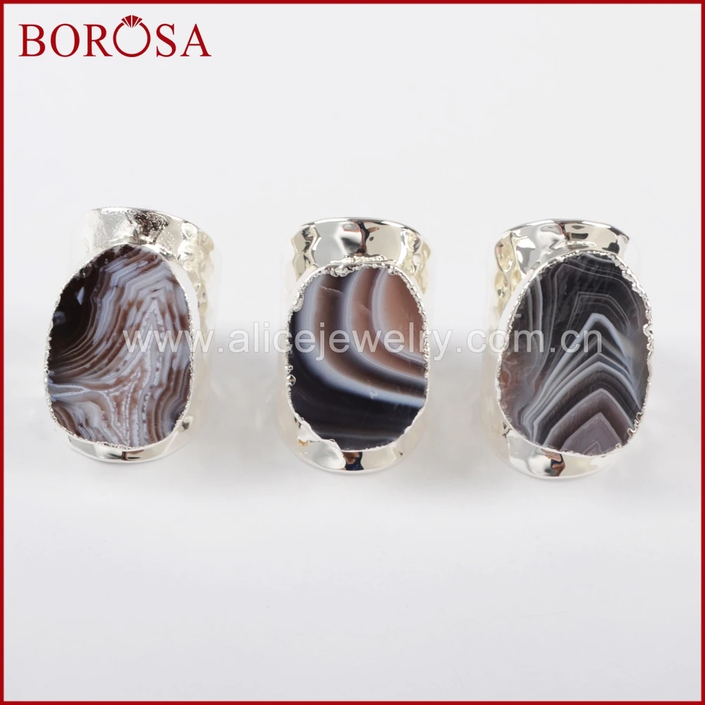 Новое поступление от BOROSA натуральный серебристый цвет Onyx кулон Агаты друза