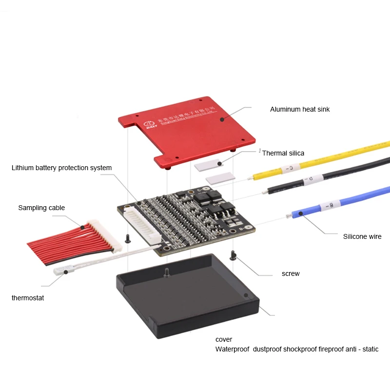 10S 36V литиевая Батарея Защитная плата BMS Контроль температуры баланс Функция Водонепроницаемый 18650 литий-полимерный литий ионный 15A заряда PCM