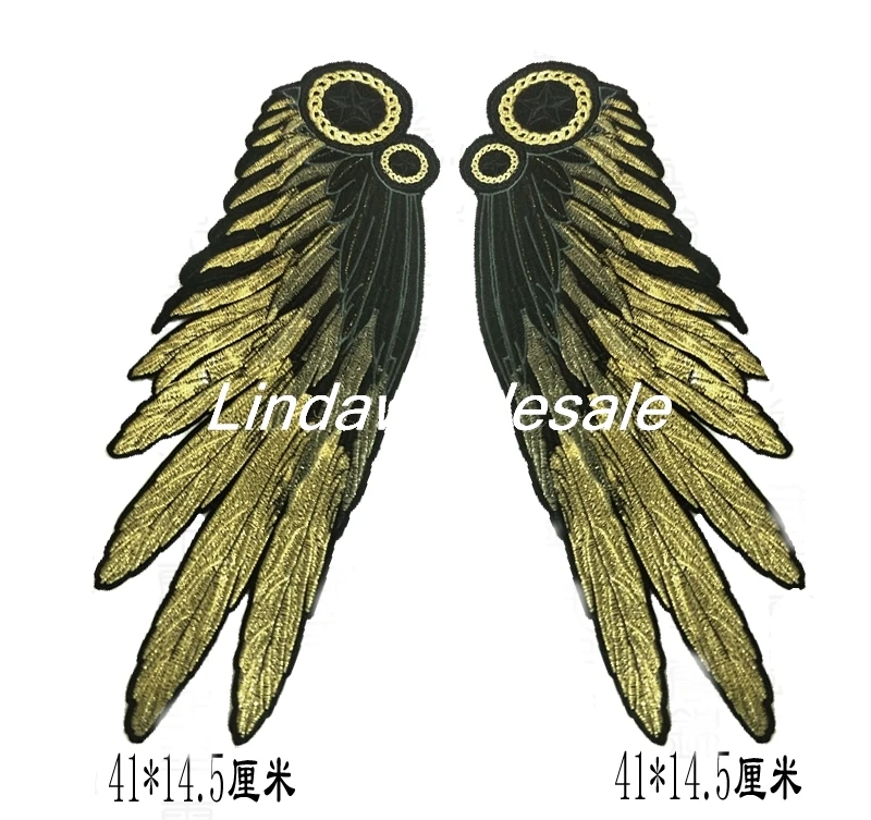 

Embroidered wings cloth patch,gold thread wings stickers , patches for clothing,