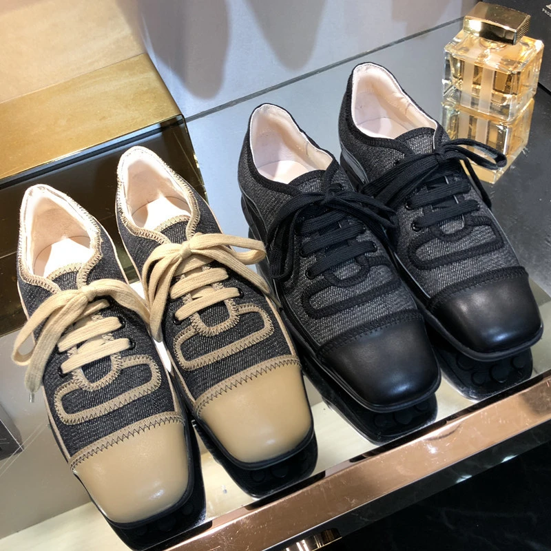 Designer Shoes Women Luxury 2018 Sheepskin Denim Canvas