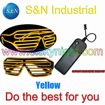 

2AA battery el inverter free shipping+Yellow El Wire Shutter Party Glasses+free shipping