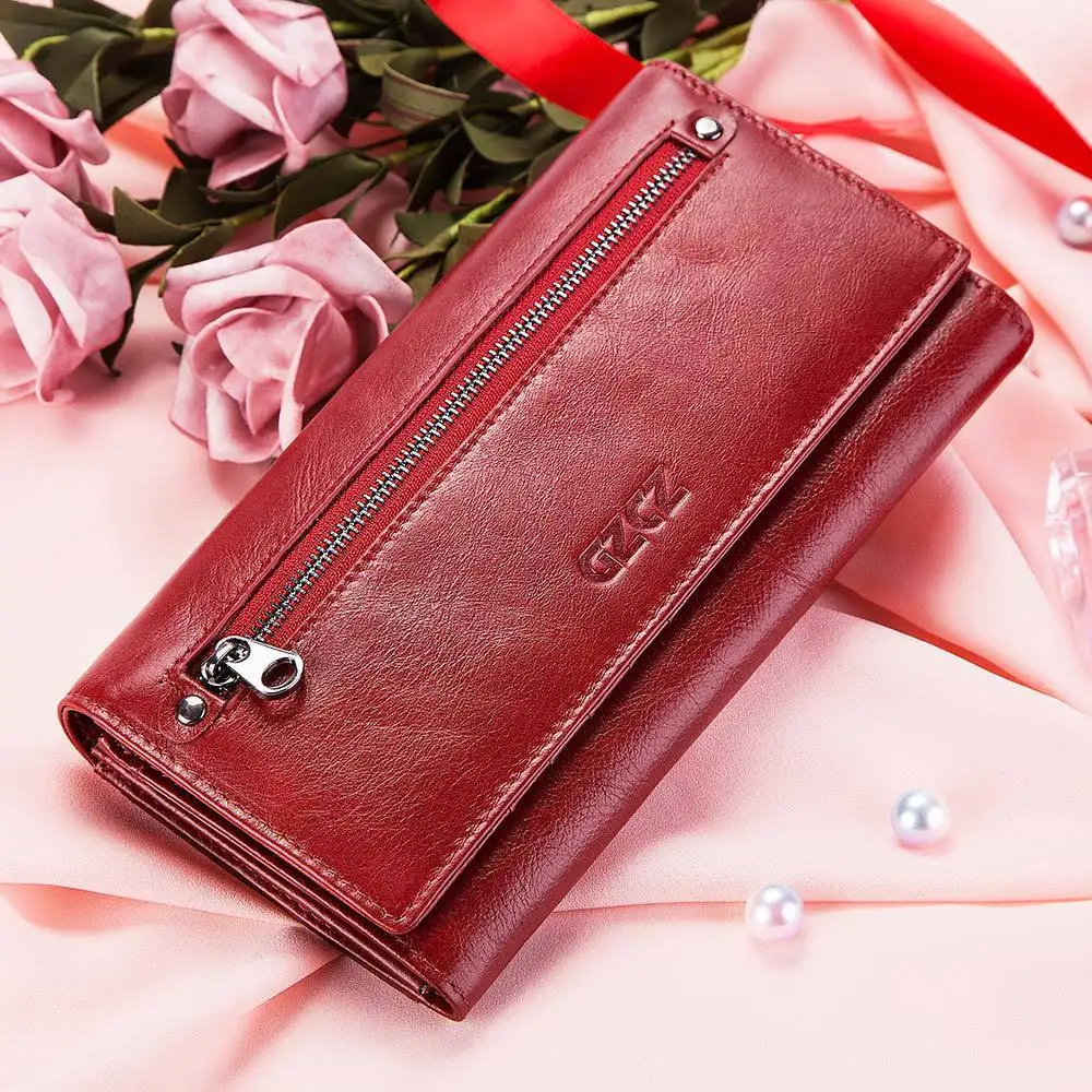 

Luxury Brand Genuine Leather Female Zipper Wallet Women Coin Purse Long Woman Walet Pocket ID Card Holder Lady Clutch For Money