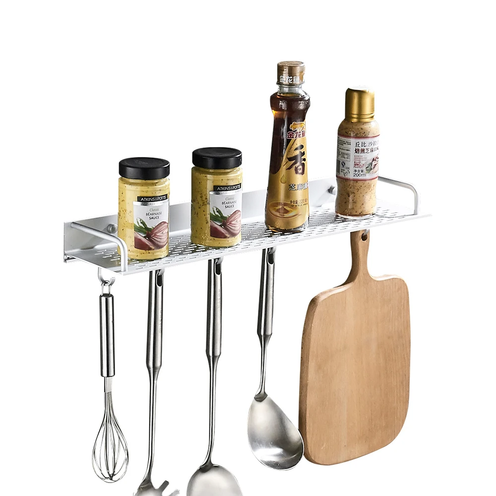 

Space aluminum kitchen seasoning shelf free punching wall hanging rack spice rack hook supplies utensils rack wx8141604