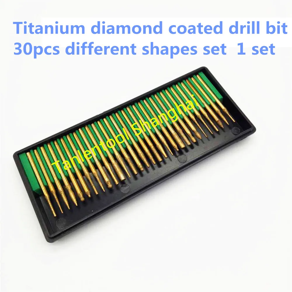 

Talentool dremel use D3mmXL45mm 30 Piece Superior Titanium Coated Diamond Rotary Burr Drill Bit