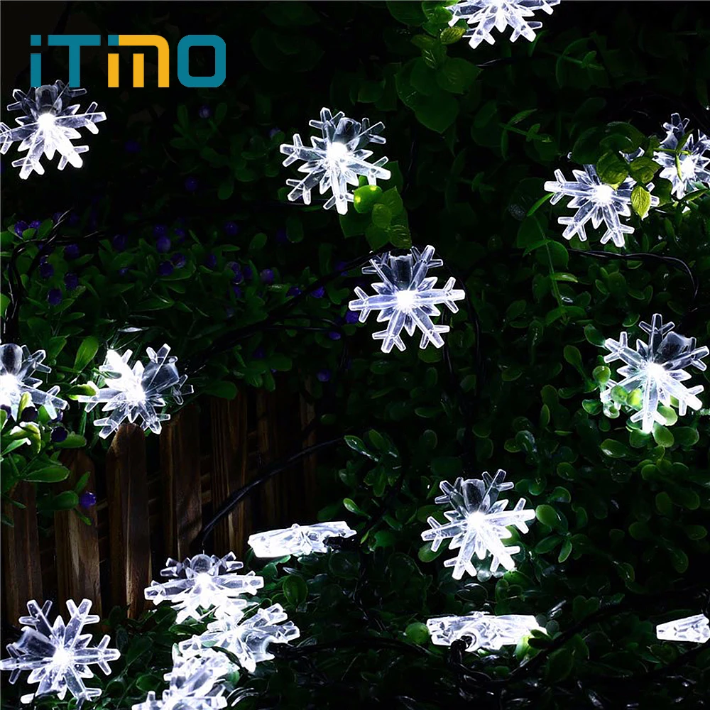 

iTimo 6Meters LED Solar Snowflake Lamp for Christmas New Year Party Wedding Curtain String Fairy Lights Room Garden Decortion