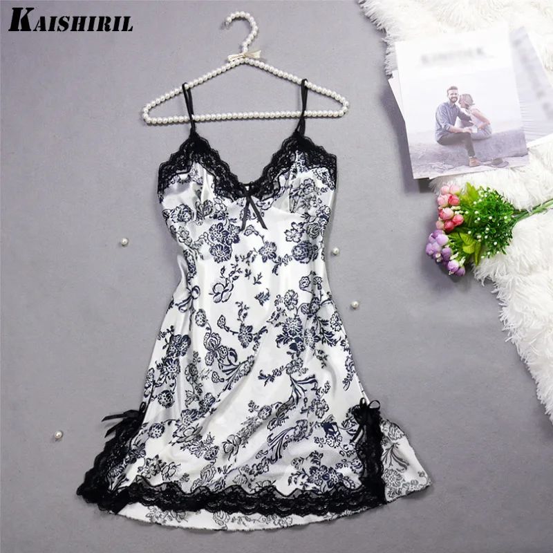 

Summer Women Sexy Silk Satin Nightgowns Sleeveless Night Dress Lace Lingerie Sexy Sleepwear Nightwear Sleep Dress For Women