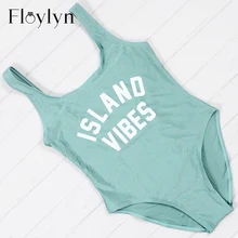Floylyn Одна деталь купальник буквенный принт боди Island Vibes модные купальники Двойная Ткань Одна деталь бикини Монокини