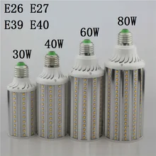 3 шт./лот 30 Вт 40 Вт 60 Вт 80 Вт Светодиодный светильник E27 лампы типа Корн E26 bomblias E40 E39 прожектор Алюминий PCB 110 v 220 v трубки со светодиодными лампами