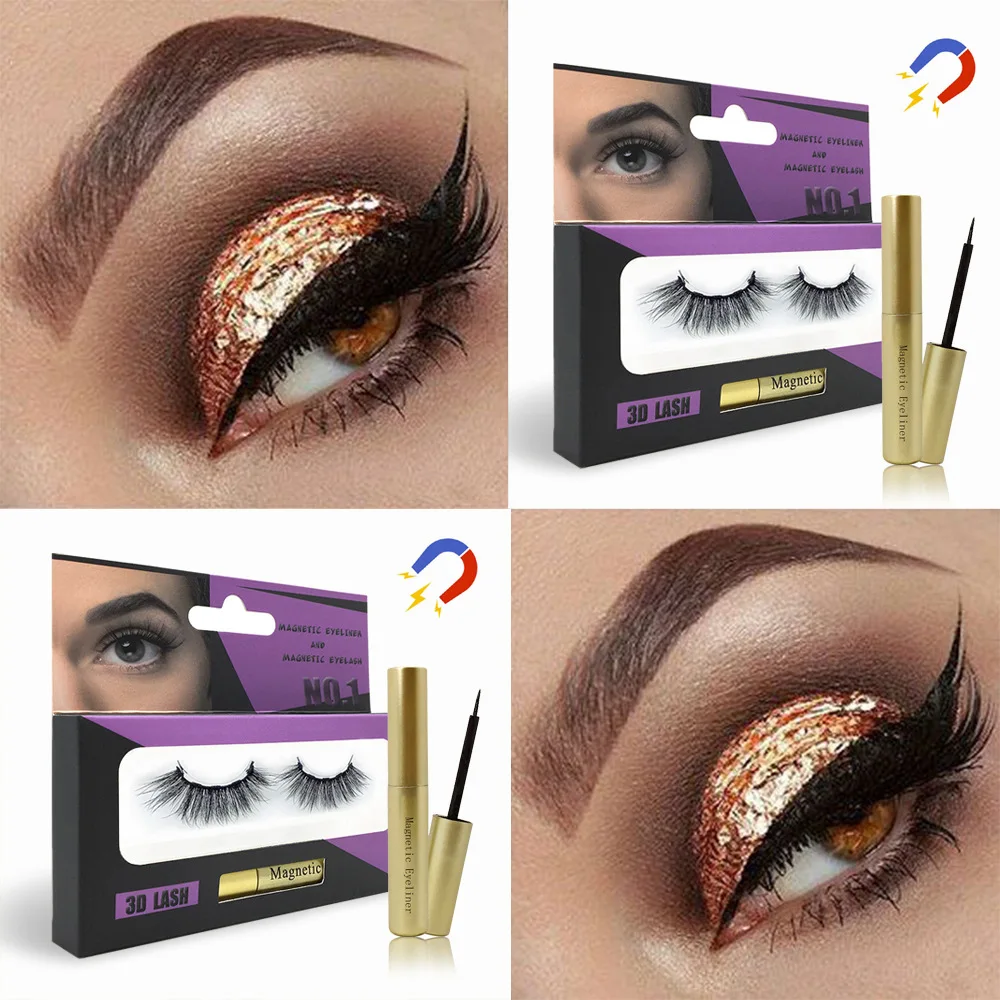 Firm Quick Dry Liquid Black Magnetic Eyeliner with Mink False Eyelashes Waterproof Comfortable Easy To Wear Dropship TSLM1