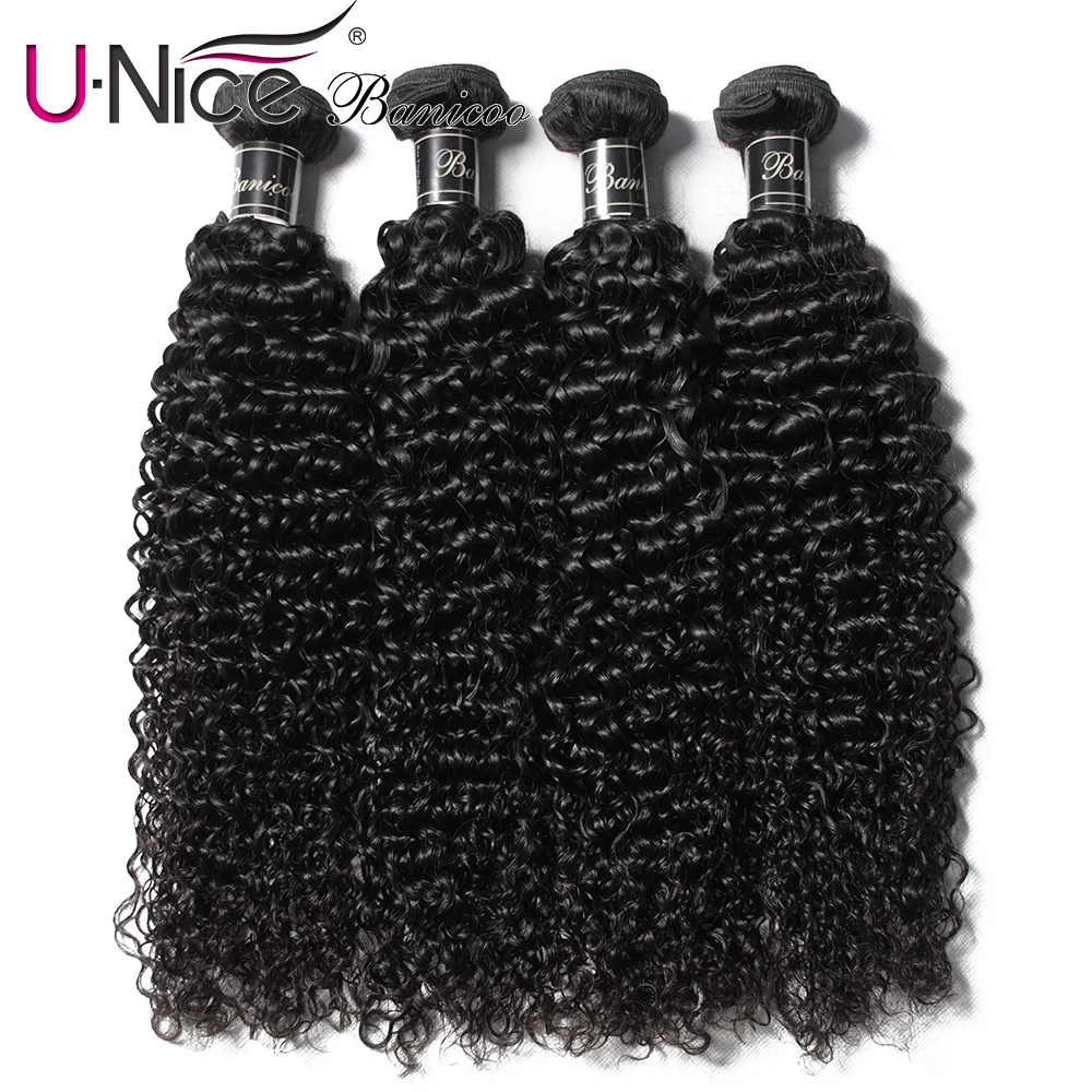 

UNice Hair Banicoo Series 10A Brazilian Raw Virgin Curly Hair 1/3/4 Piece Human Hair Extensions Unprocessed Virgin Hair Bundles