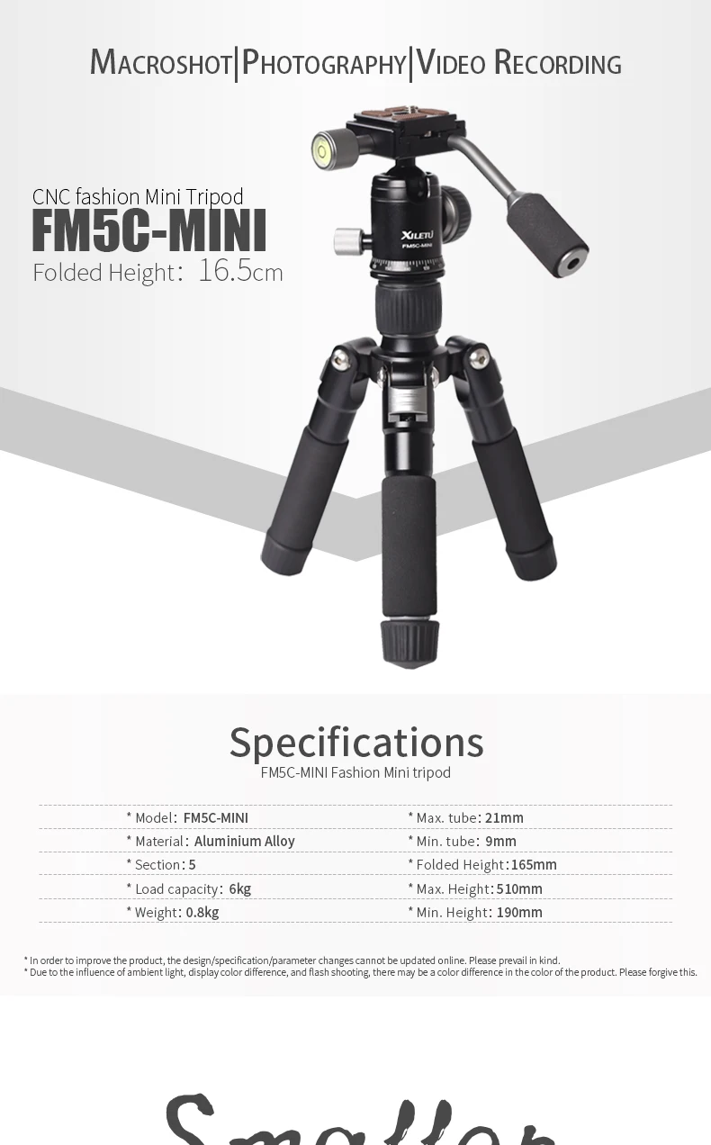 XILETU FM5C-MINI алюминиевый настольный мини-штатив портативный для телефона с автоспуском Штатив для фотосъемки SLR Малый