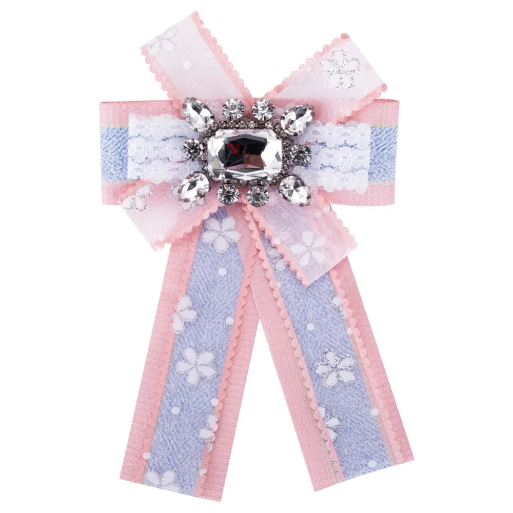 

Fashion Alloy Crystal Brooches Pin Tussores Lace Bow Brooch for Women Clothing Dress Collar Jewelry Accessories lace Brooches