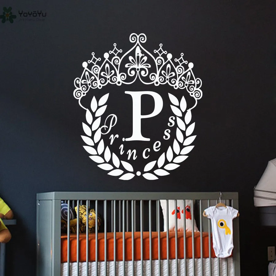 

YOYOYU Vinyl Wall Decal Crown Nursery Personalized Custom Girl Name Kids Room Home Art Decoration Stickers FD308