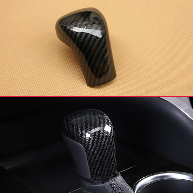 

Carbon Fiber Look Black Cover For 2018 Toyota Camry Hybrid Car Gear Shift Knob Finer Moulding Extra Added Trims Accessories