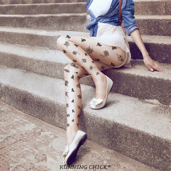 

drawing flower print pantyhose 2018 new wholesales