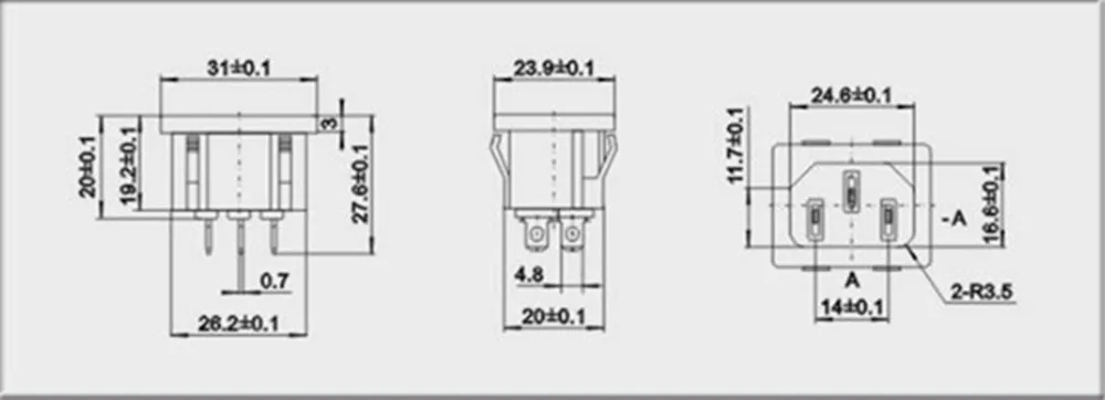 10 шт./лот AC Мощность гнездо C14 на входе Мощность вилка и гнездо розетки промышленная розетка IEC320 C14 3Pin Панель Мощность входное гнездо