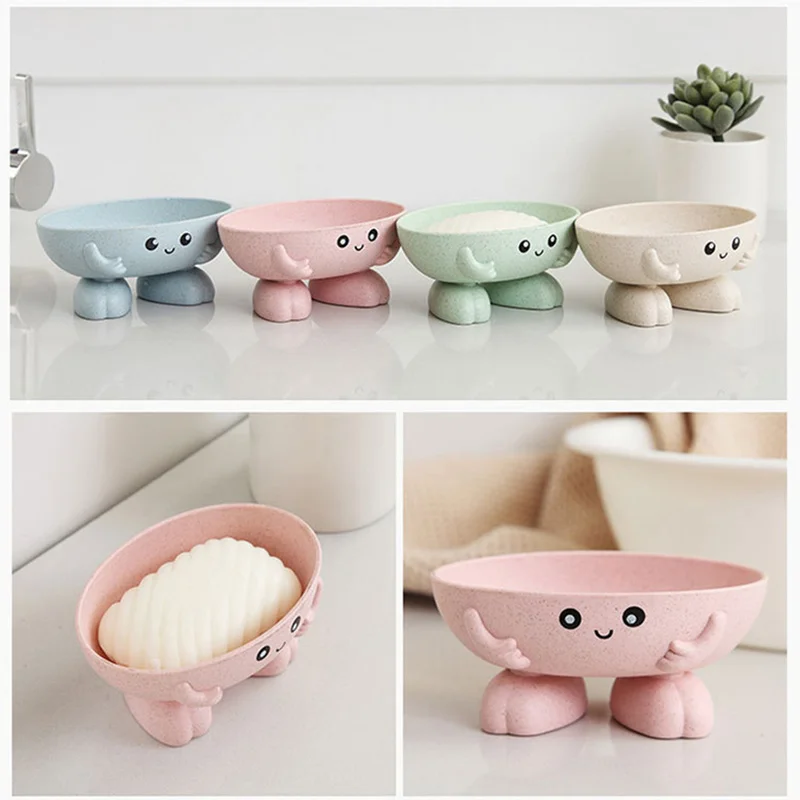

Candy Colors Cartoon Shape Soap Box with Cover Draining Practical Easy Clean Soap Holder Soap Dish Box Bathroom Gadgets