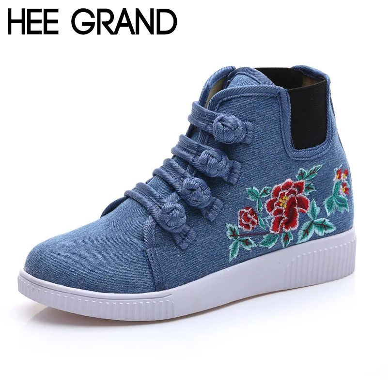 HEE GRAND/Женская парусиновая обувь китайский национальный стиль женская на плоской