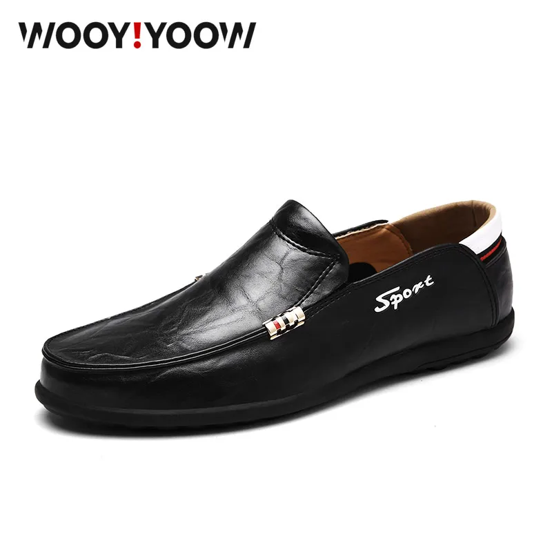 

WOOY!YOOW 2018 Hot Sale Men's Casual Shoes Men's Business Driving Peas Shoes Soft Bottom High Quality Leather Loafer Shoes