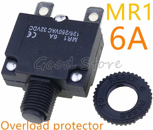 

1pcs thermal switch circuit breaker overload protector MR1 6A 125/250VAC 32VDC overload switch