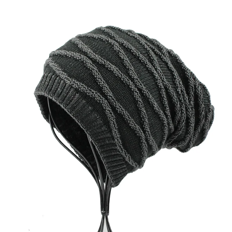 [FETSBUY] Winter Beanie Bonnet Hat Men Warm Knitted Wool Solid Cap Women Double Layer Thick Skullies Hip Hop Muts Gorros 18008