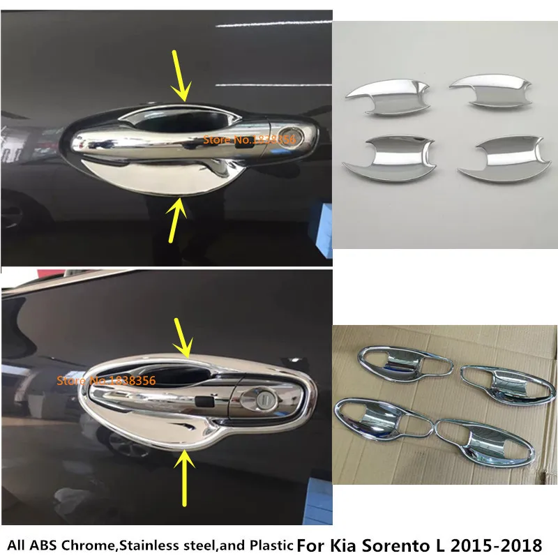 

Car detector trim ABS chrome outside door Bowl stick lamp frame panel hoods part 8pcs For Kia Sorento L 2015 2016 2017 2018