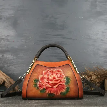 

New Design Luxury Women Genuine Leather Handbags Ladies Retro Elegant Shoulder Messenger Bag Cow Leather Handmade Womans Bags