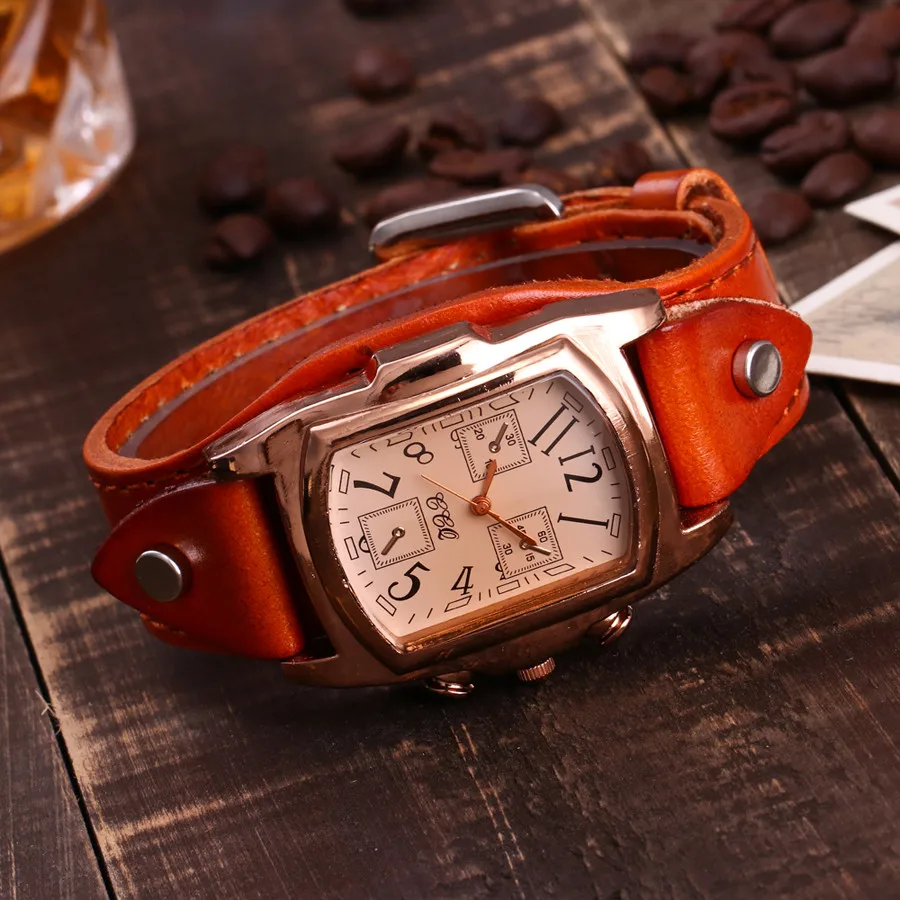 Винтажные часы с квадратным циферблатом, женские часы, кожаные часы с ремешком-браслетом, высококачественные кварцевые женские наручные часы, часы Montre Femme# B