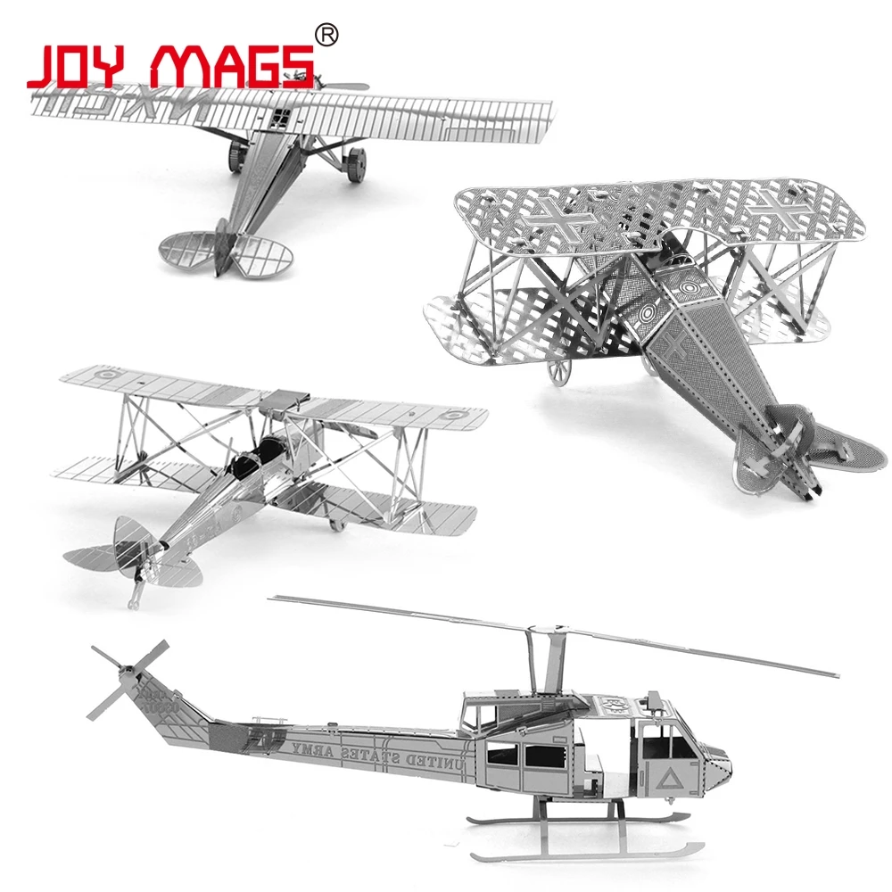

JOY MAGS 3D Metal Model Spirit of St. Louis Fokker biplane fighter Huey Tiger Moth Biplane Machine Pirate Fighter NANO