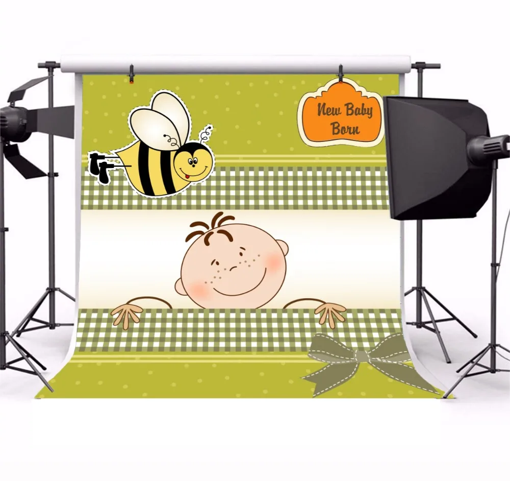 Laeacco Baby Shower Photography Backdrops Kid Little Bee Portrait Scene Photographic Backgrounds Photocall For Photo Studio