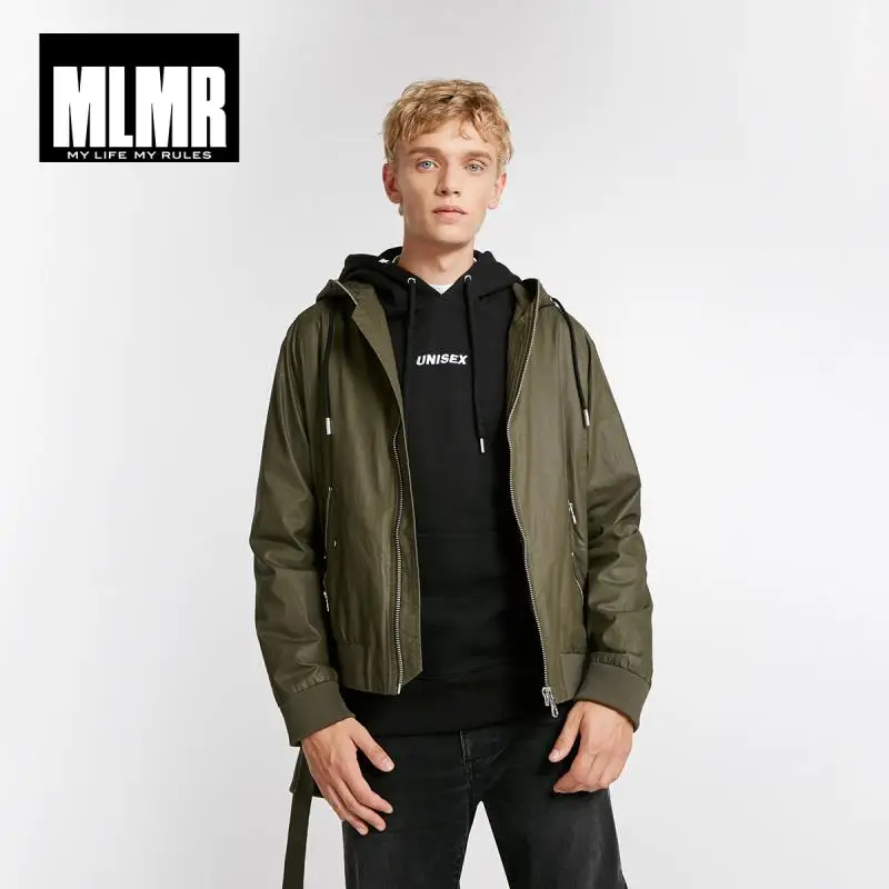 

MLMR Men's Letter Print Hooded Drawstring Jacket Outerwear Coat Menswear 218321560