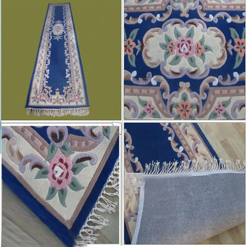 

Corridor wool carpet Handmade three dimensional carved pure wool carpet fashion american Blue living room coffee table carpet