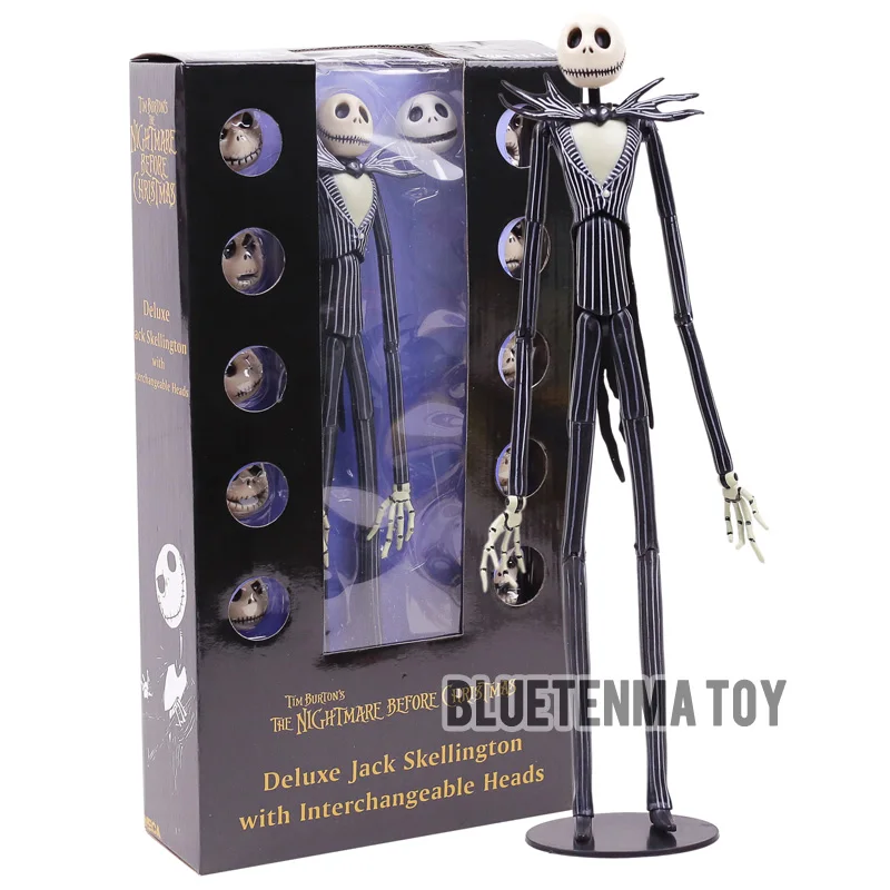 

The Nightmare Before Christmas Jack Skellington with Interchangeable Heads PVC Action Figure Toy Doll Kids Gift