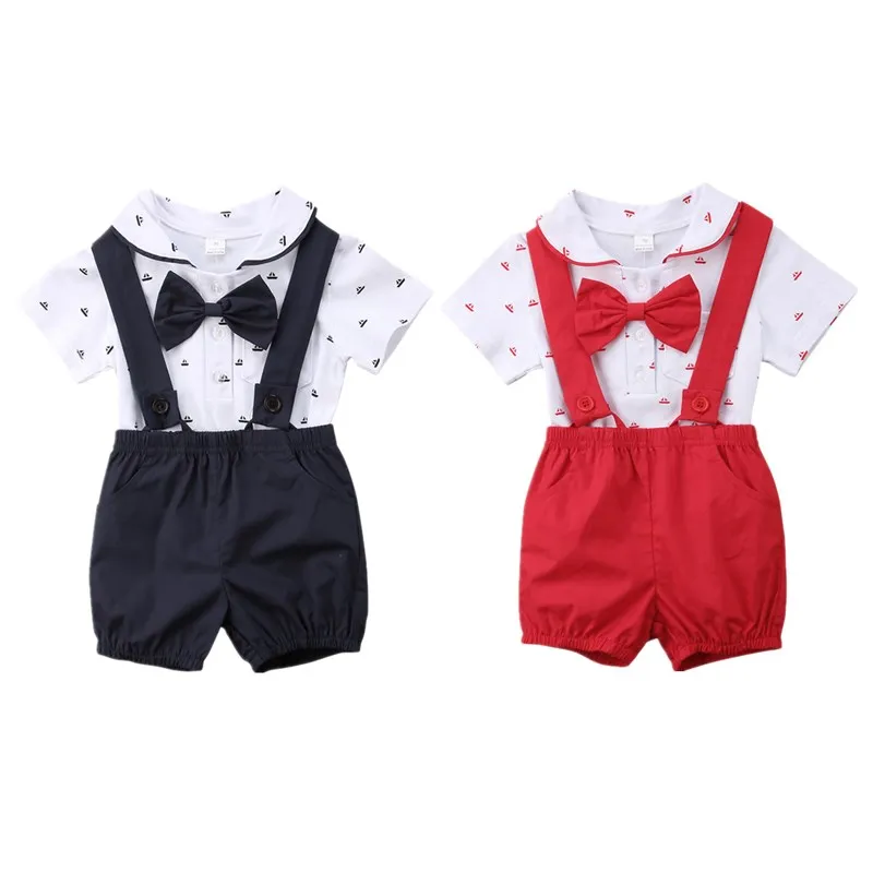 

Newborn Kids Baby Boy Girl Gentleman Sunsuit Clothes Toddler Baby Boys Print Bowtie Romper Bodysuit+Pants Overalls Clothing Sets