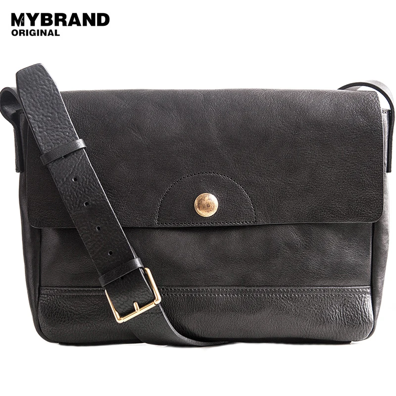 

MYBRANDORIGINAL genuine leather men's messenger bags casual single shoulder bag vintage cow leather crossbody bag for men B153