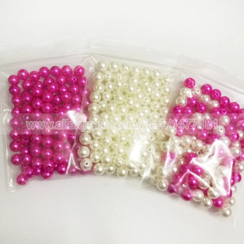 8mm Full Round Pearls with Hole Z24 IVORY Z30 SHOCKING PINK 2