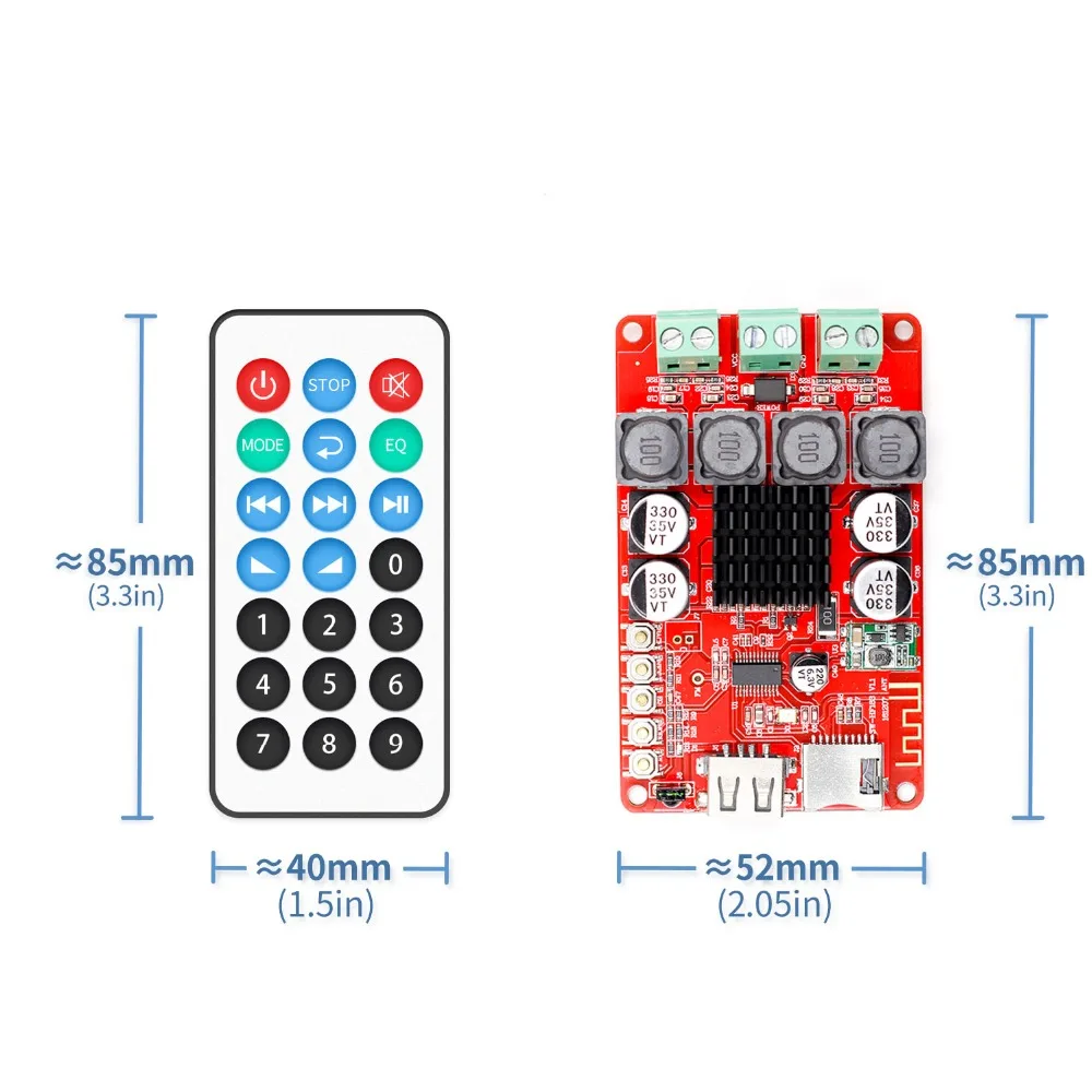 TPA3116 Bluetooth Receiver Amplifier Audio Board Digital U Disk TF Decoding With Remote 2X50W Amplificador