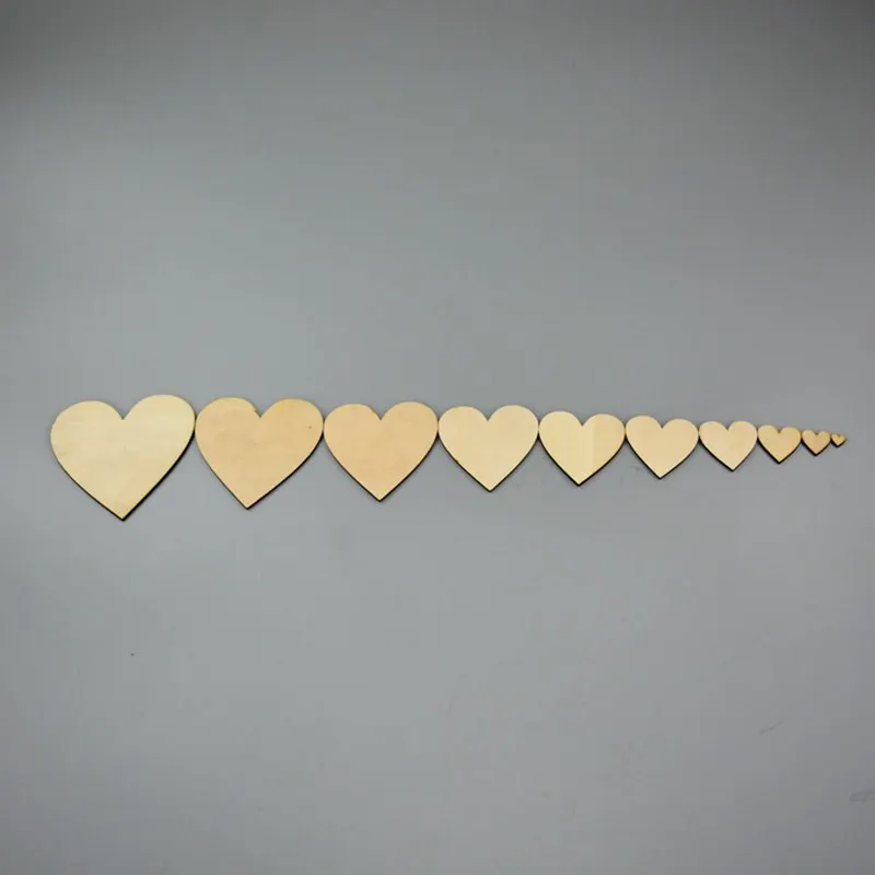  10pcs/bag 160mm Blank unfinished wooden heart crafts supplies laser wood Wedding decoration teachin - 32482594895