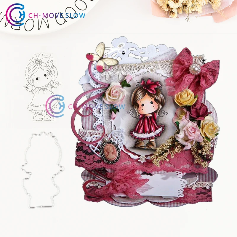 

CH Pretty Girl Metal Cutting Dies and stamps Card Stencil Paper Craft Embossing Folder