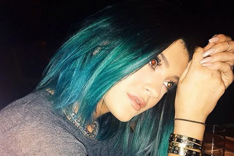 Kylie Jenner Hair Green Ombre Short Bob Hair Wig Synthetic Lace