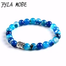 2017 Buddha Head Bracelet Buddha beads Bracelets Bangles Charm Natural Stone Bracelet Yoga Jewelry Men Women Howlite Tiger Eye natural rhodochrosite stone beaded buddha om mantra lotus bracelet men jewelry wing charm bracelets yoga for women