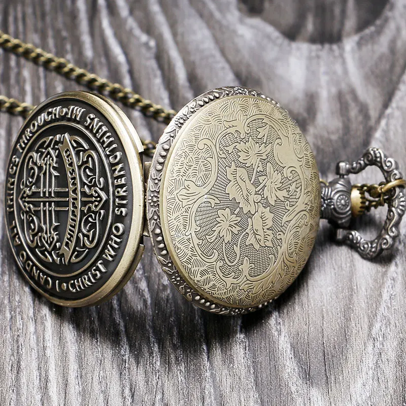 Филиппианцы 4:13 библейские христианские религиозные подарки кварцевые карманные часы ретро модное ожерелье для женщин и мужчин цепь Relogio de Bolso
