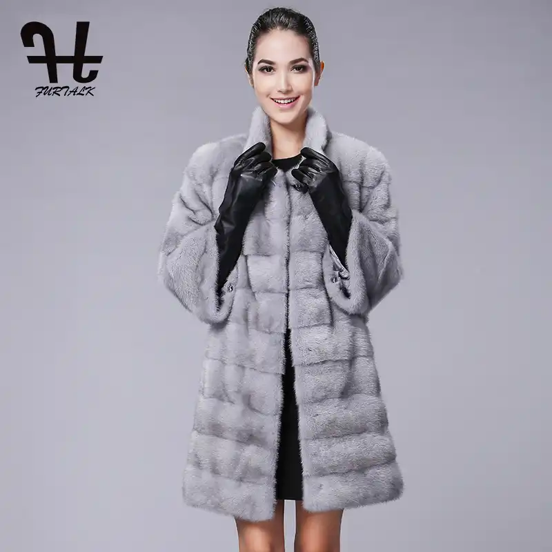 Furtalk冬女性リアルミンクの毛皮コート上着セット全体ミンクの毛皮