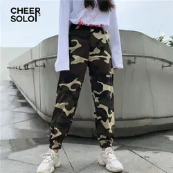 CheerSolo камуфляж штаны-карго Для женщин осень камуфляж Штаны Армейский зеленый пот Штаны Брюки Camo Военные Штаны