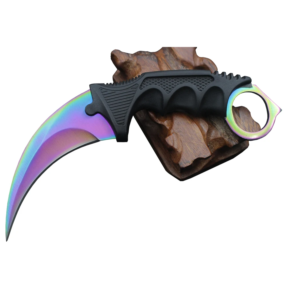 CSGO нож Karambit, тренировочный нож с фиксированным лезвием, многофункциональный нож с оболочкой, охотничьи ножи для выживания, карманные ножи для шеи CS, холодная Прямая поставка