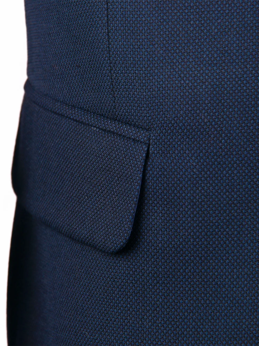 Navy Blue Nailhead Business Men Suits Custom Made Slim Fit Wool Blend Bird-eye Wedding Suits For Men, Tailor Made Groom Suit