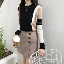 Hot selling Autumn Winter Sweater Women Contrast Color Pullover Jumper Long Sleeve O-Neck Knitted Tops Outwear Pull Femme D301 Hot selling Autumn Winter Sweater Women Contrast Color Pullover Jumper Long Sleeve O-Neck Knitted Tops Outwear Pull Femme D301