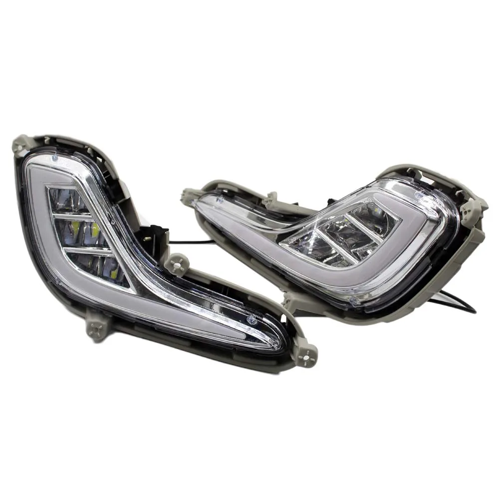 

Auto Yellow Turn Signal Functio LED Bumper Grille Fog Lamp DRL Daytime Running Light For Hyundai Accent Solaris 2010-2013