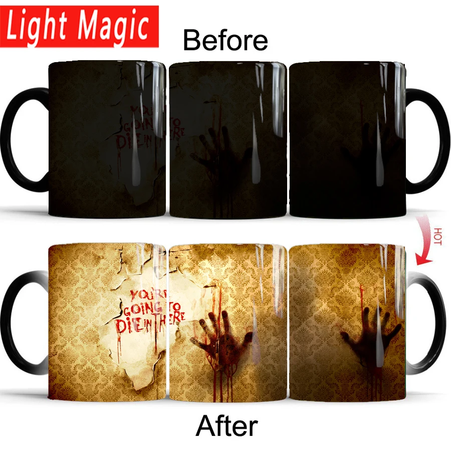 

walking dead you are going to die in here mug 350ml Heat Reveal Mug changing color mugs coffee milk cup mug gift